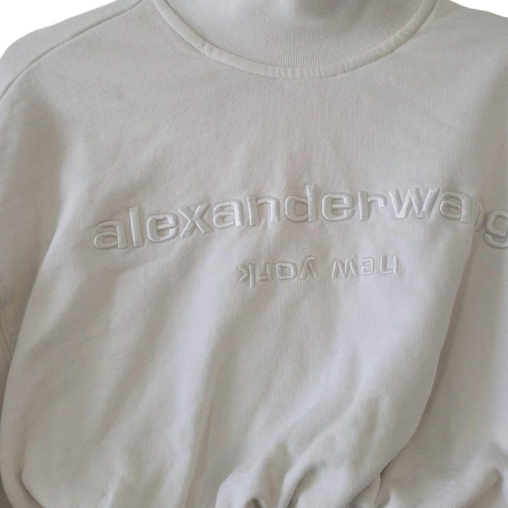 Alexander Wang Cream Embossed Logo Turtleneck - Picture 9 of 12